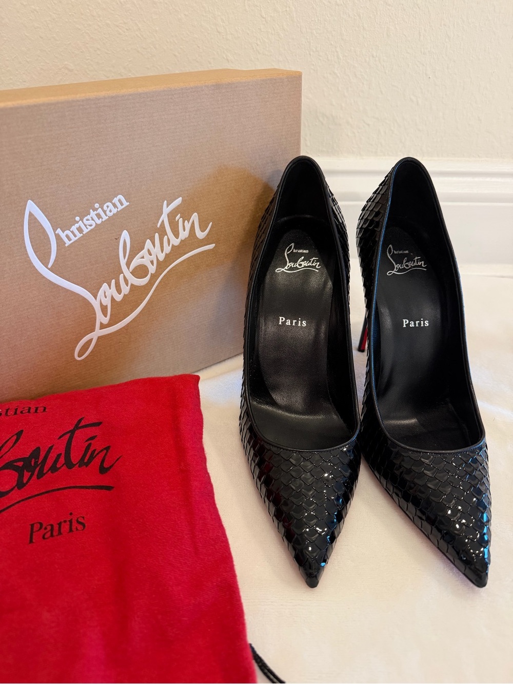 Christian Louboutin Kate 100 Snakeskin Pumps